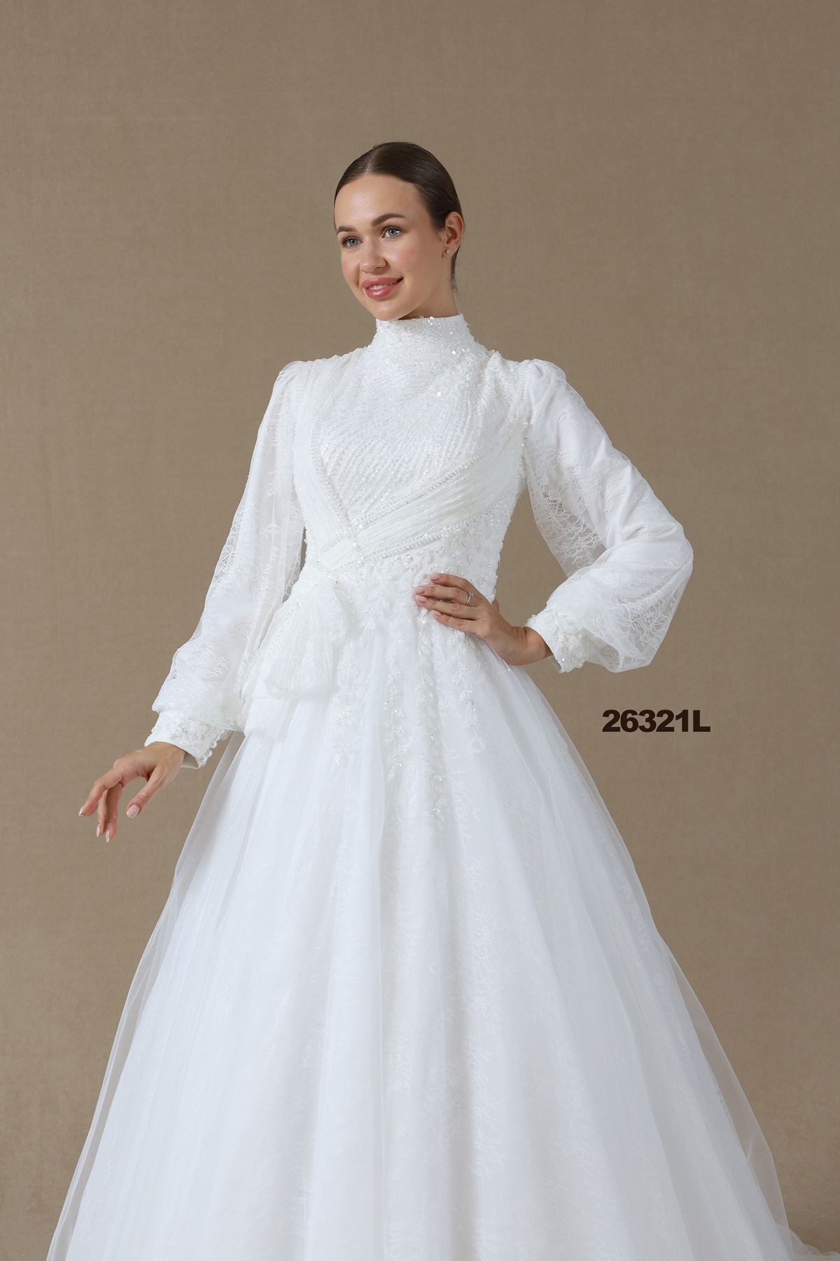 ANGEL Hakim Yaka Helen A Kesim Tesettür Gelinlik