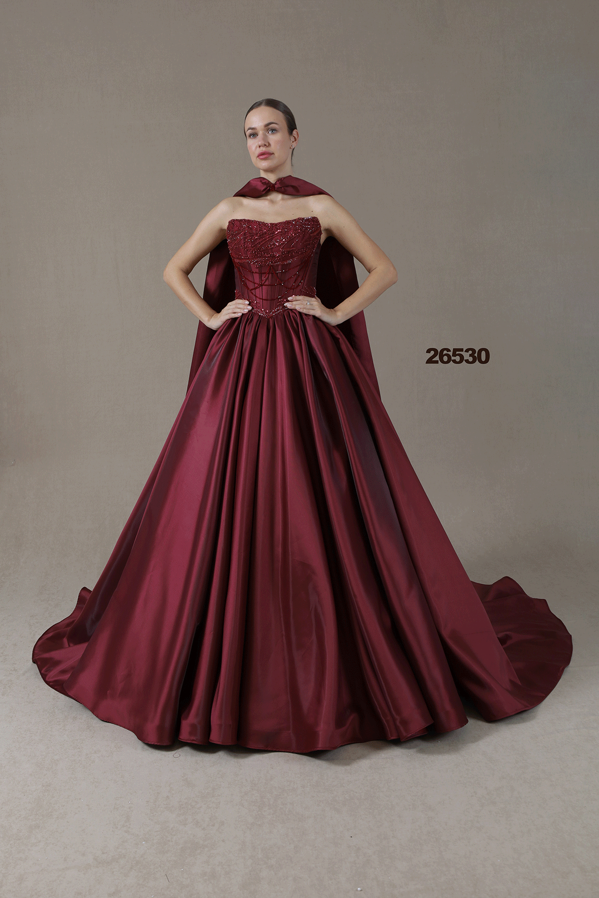 AURORA Straplez Kabarcık A Kesim Pileli Gelinlik