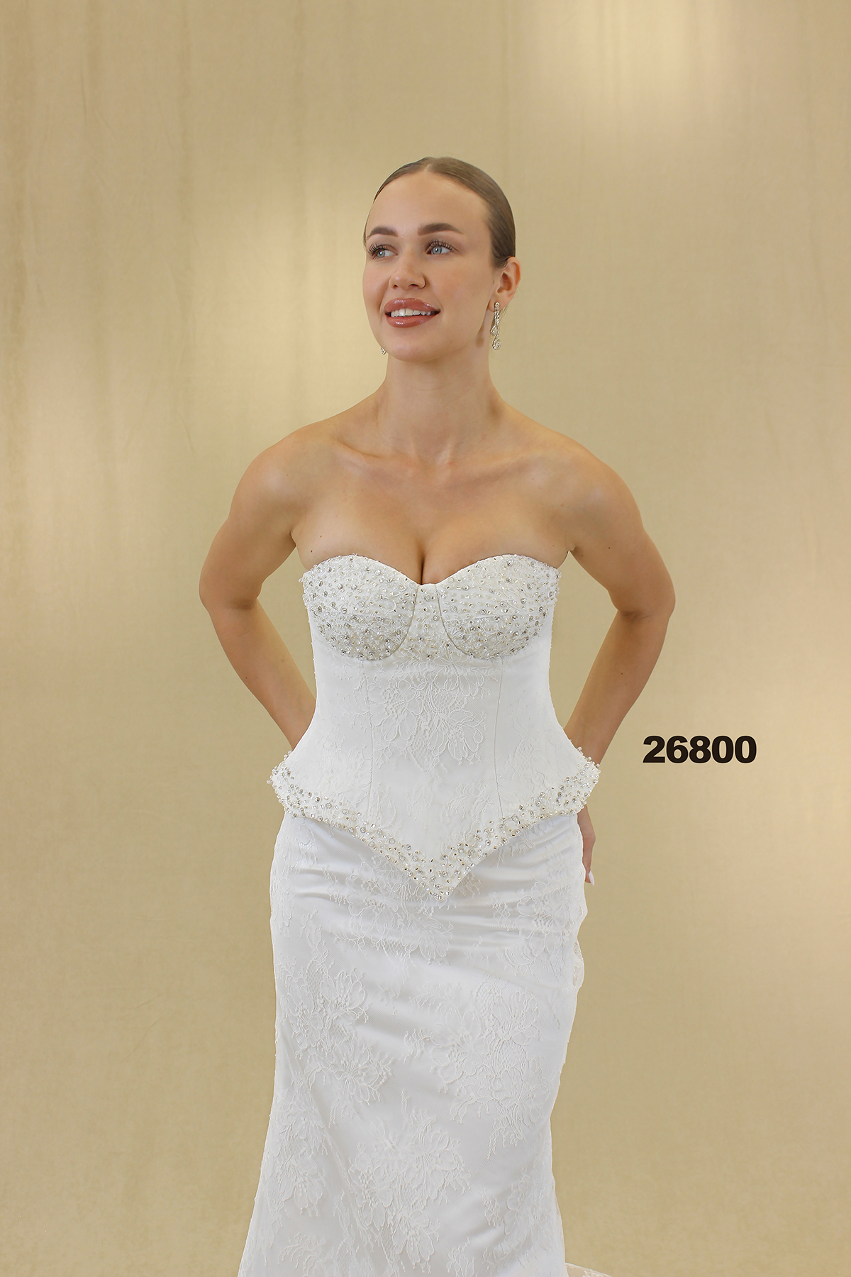 KARMEN Straplez Balık Korse Detaylı Gelinlik